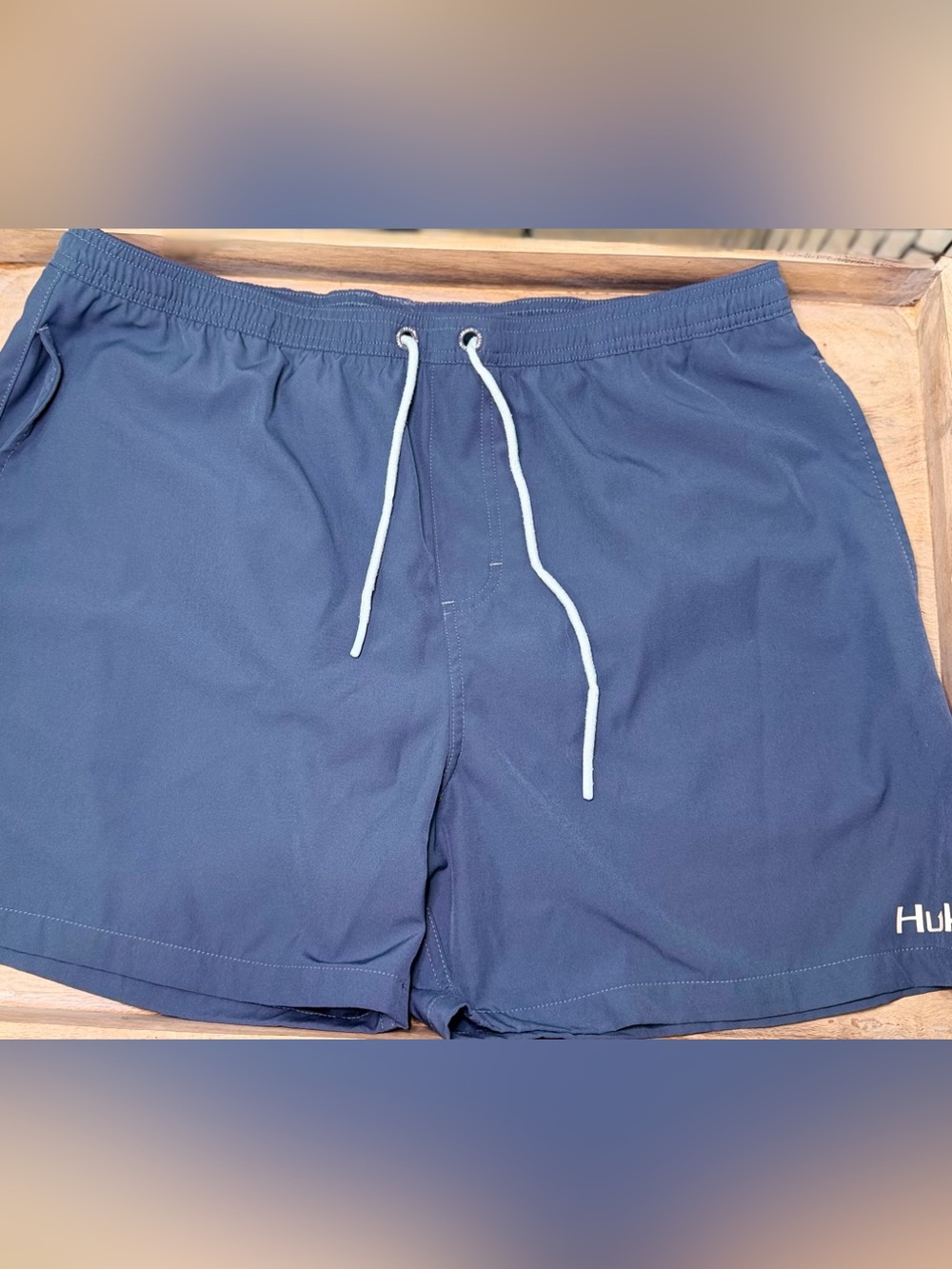 Huk Men's Deep Blue Swim Trunks with White Drawcord